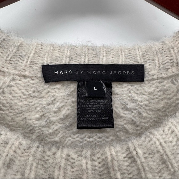 Marc by Marc Jacobs || Connolly Gray Stripe Cable Knit Wool Sweater Large - Picture 3 of 9